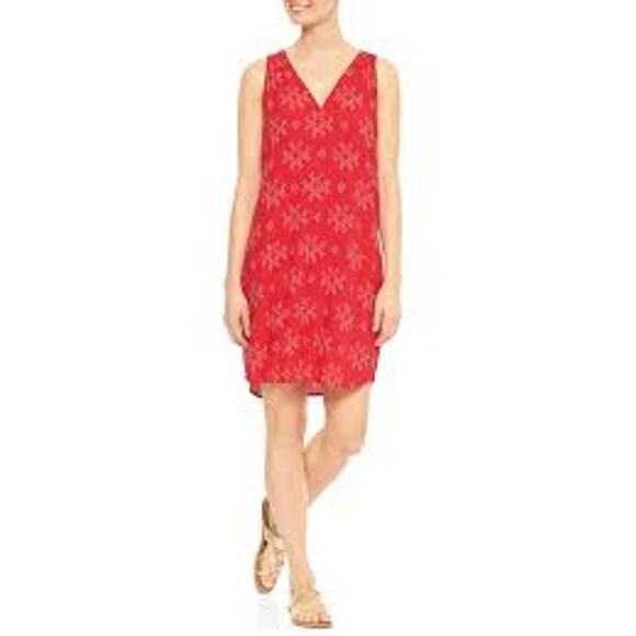 Gap Women’s V-Neck Sleeveless Summer Back‎ Cut Out Shift Dress Size M Red White - Picture 1 of 6